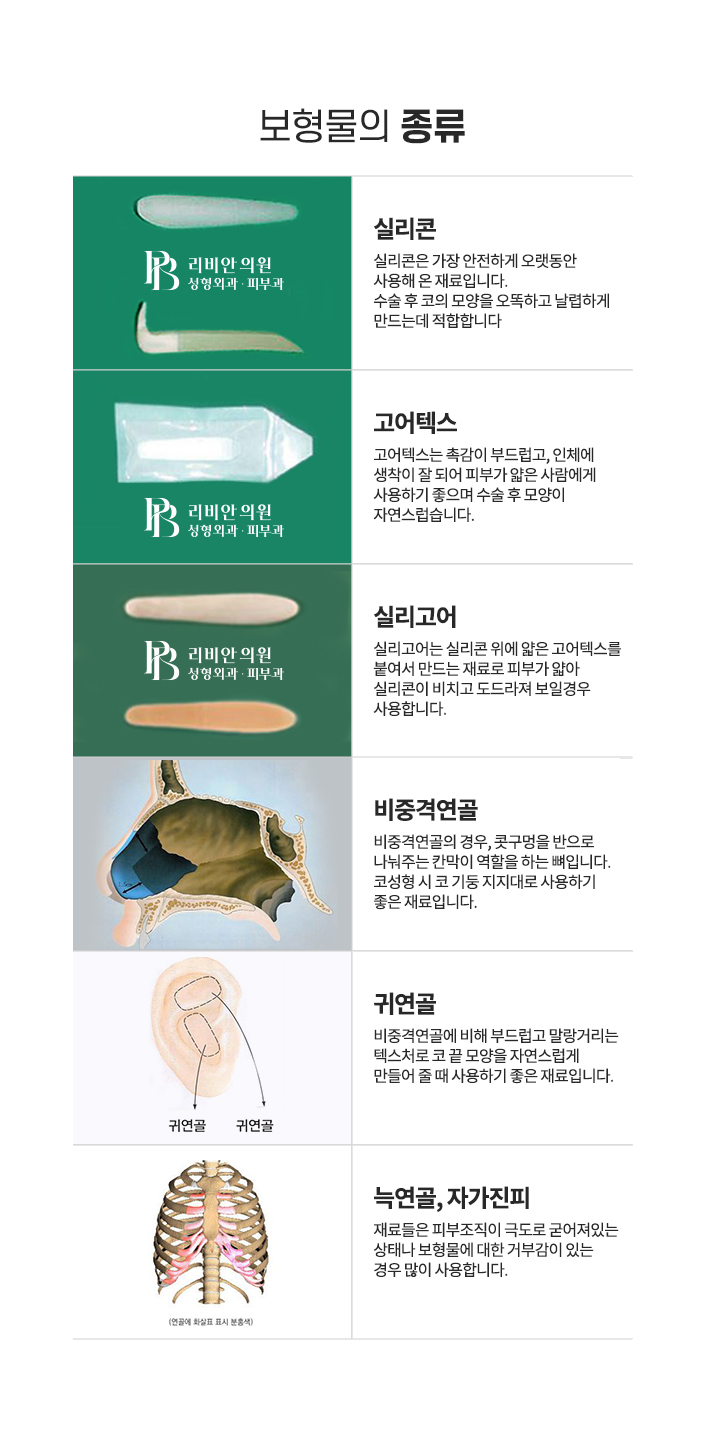 낮은코 보형물의종류